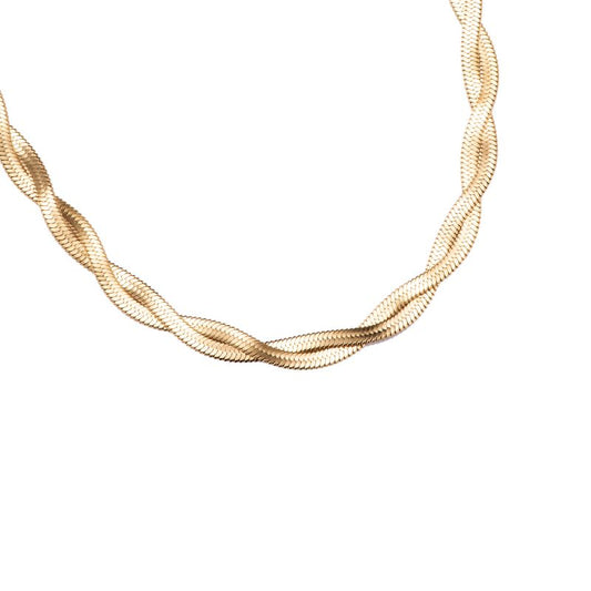 Mydefny Edelstahl Halskette Twisted Snake Skin Gold/Silber