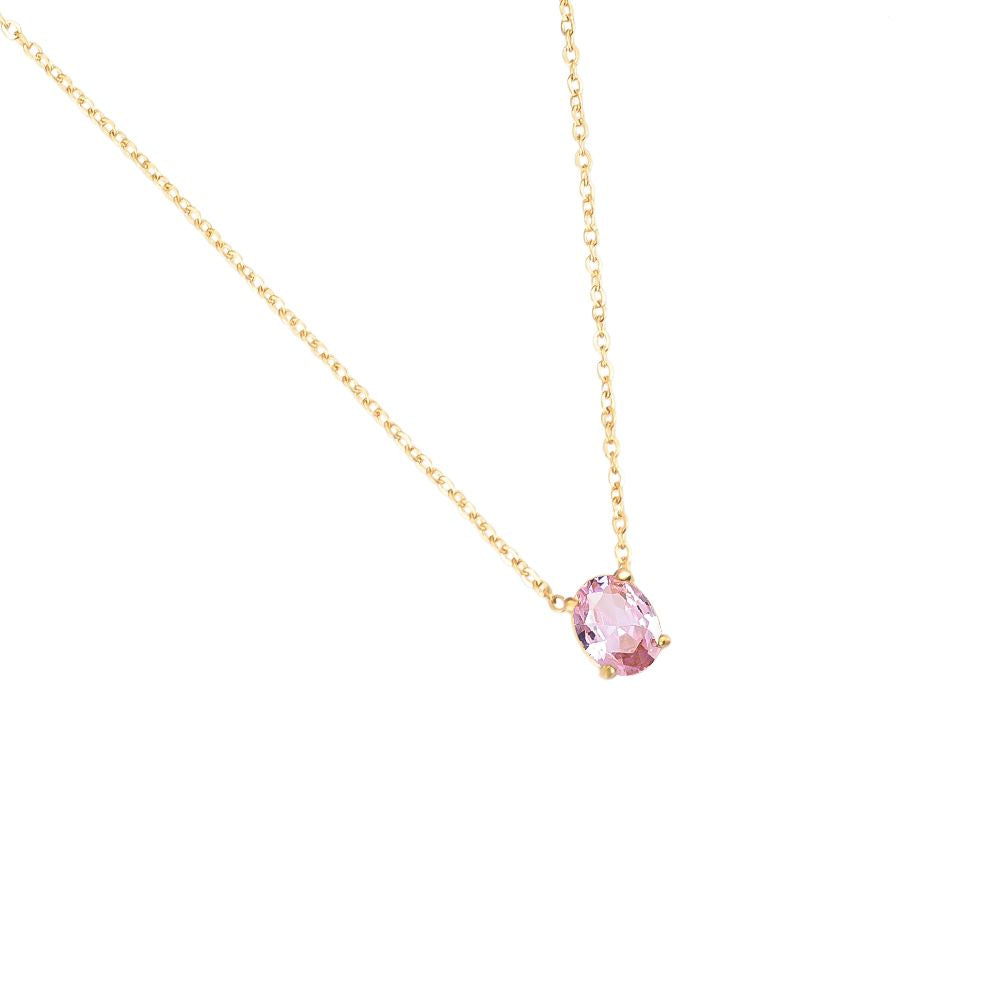 Mydefny Edelstahl Halskette Big Egg Diamond Blau/Rosa Gold