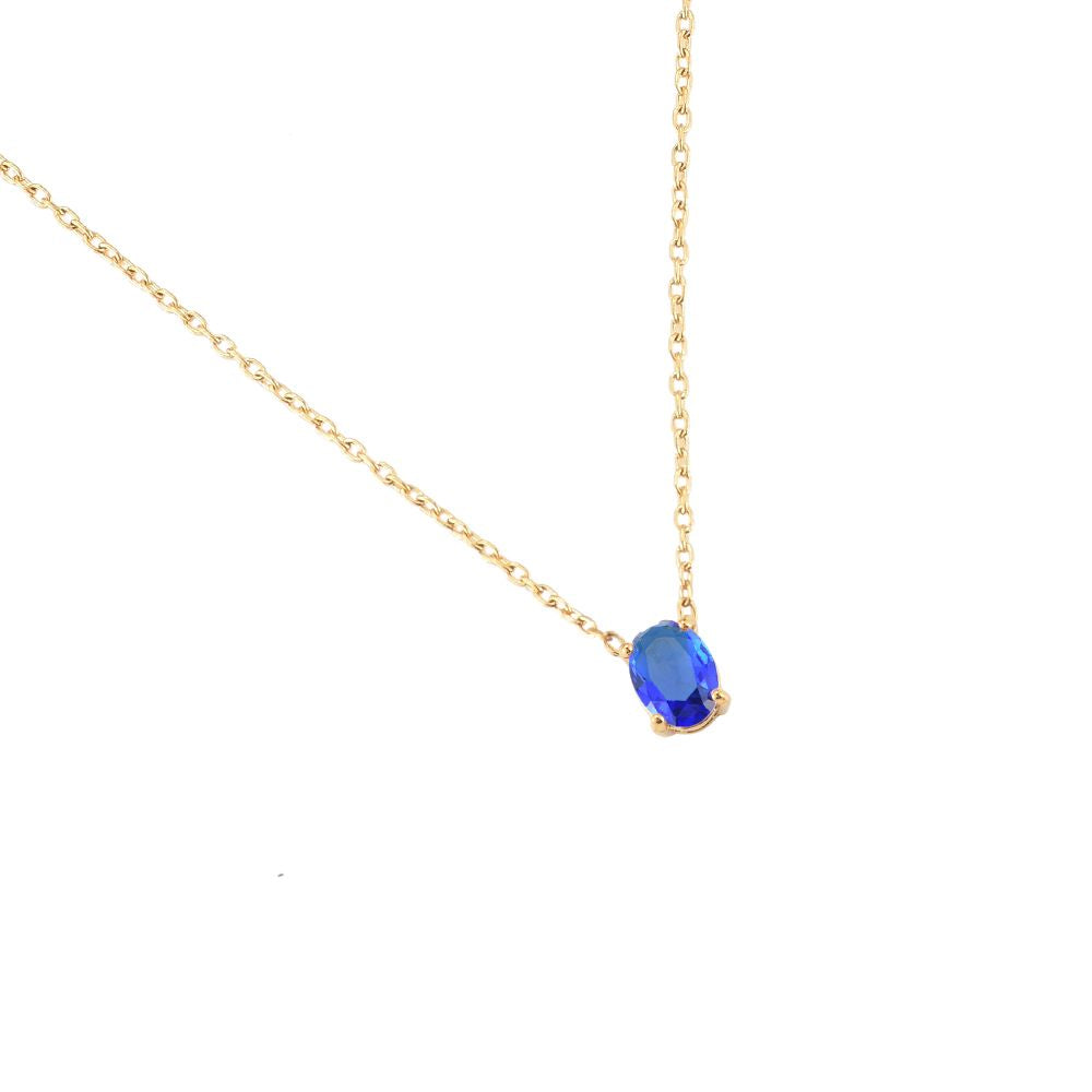 Mydefny Edelstahl Halskette Big Egg Diamond Blau/Rosa Gold