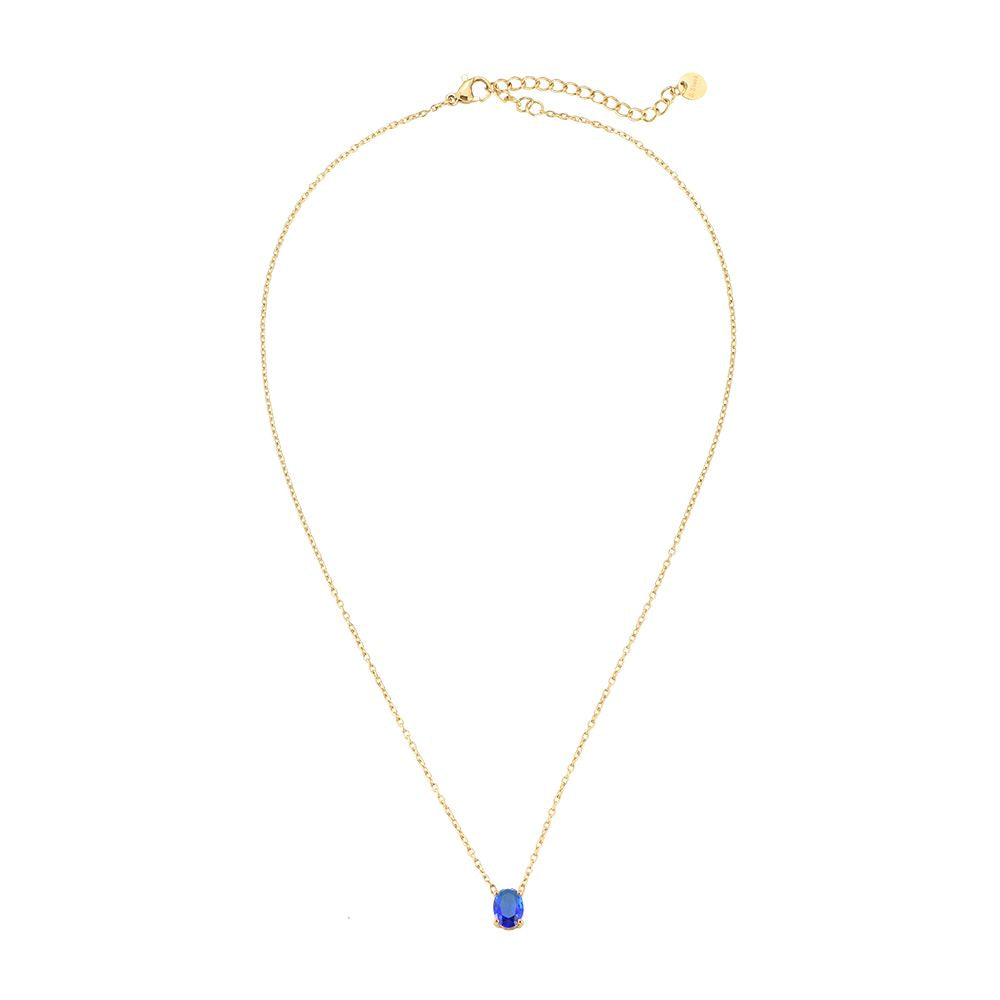 Mydefny Edelstahl Halskette Big Egg Diamond Blau/Rosa Gold