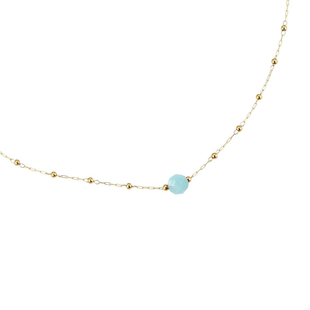 Mydefny Edelstahl Halskette Stellar Systems Blau Beads Gold