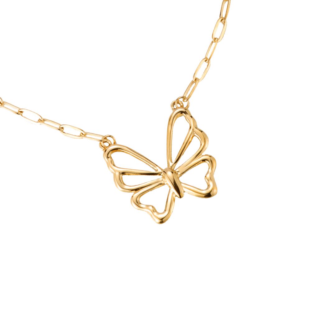 Mydefny Edelstahl Halskette Simple Butterfly Gold/Silber