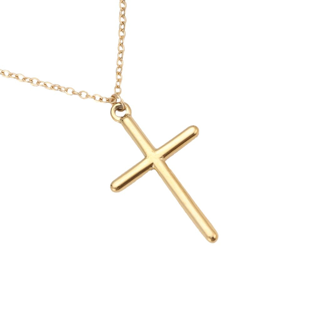 Mydefny Edelstahl Halskette Classic Cross Simple Chain Gold/Silber