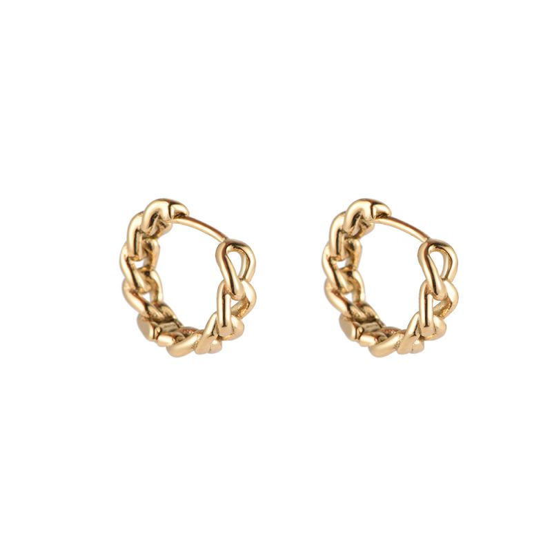 Mydefny Edelstahl Ohrringe Twist Hoop Gold