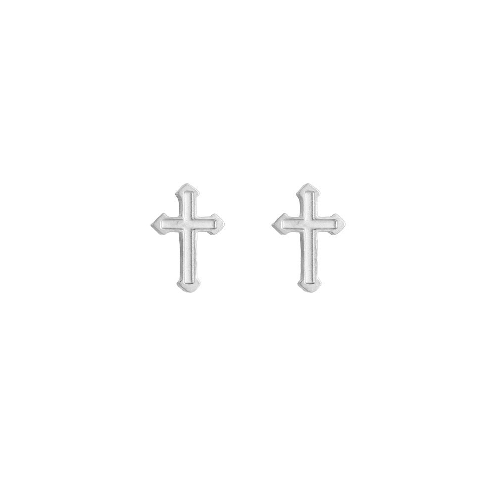 Mydefny Edelstahl Ohrringe Embossed Cross Gold/Silber