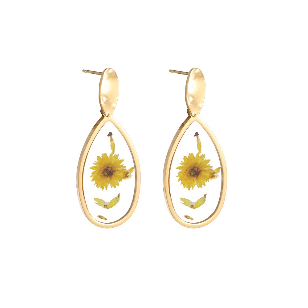 Mydefny Edelstahl Ohrring Frühlings Blume Gold