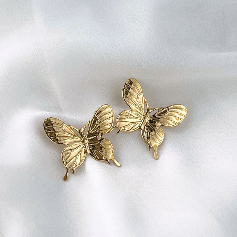 Mydefny Edelstahl Ohrringe Vivid Butterfly Gold/Silber