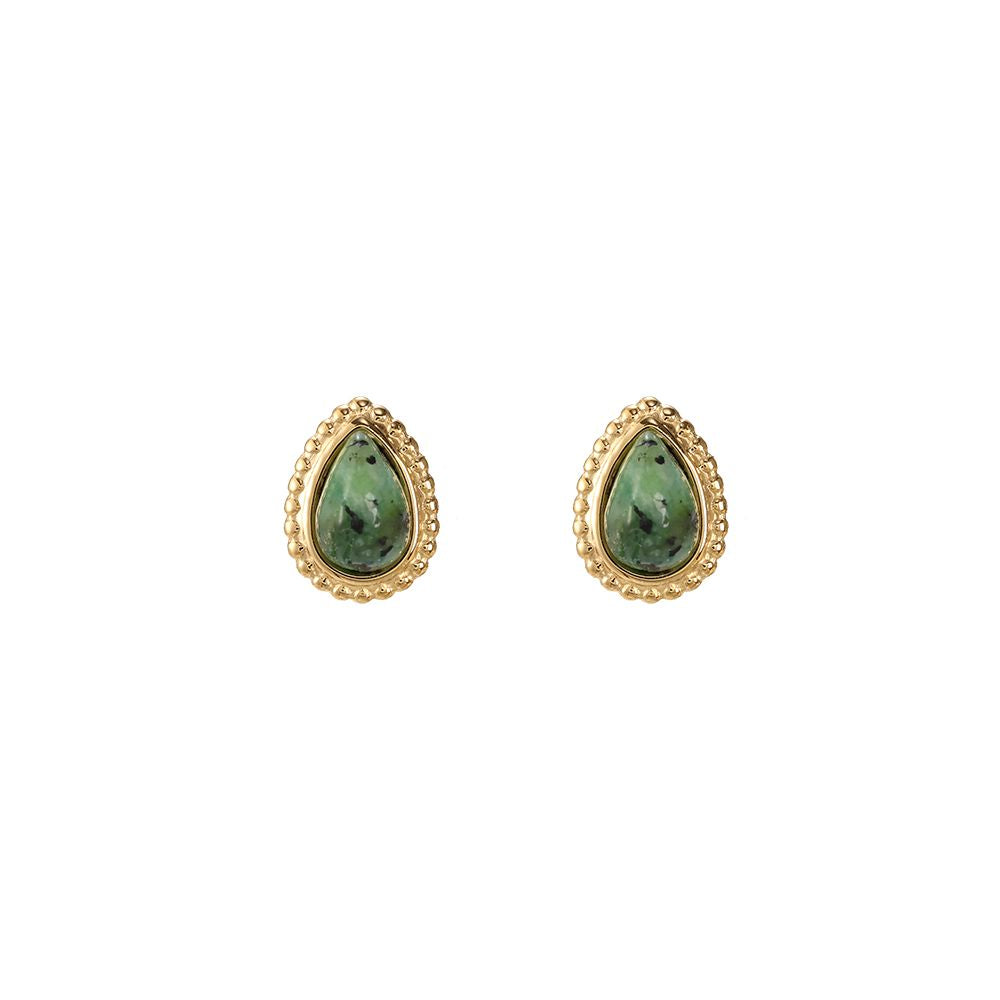 Mydefny Edelstahl Ohrringe Drop Green Natural Stone Gold/Silber