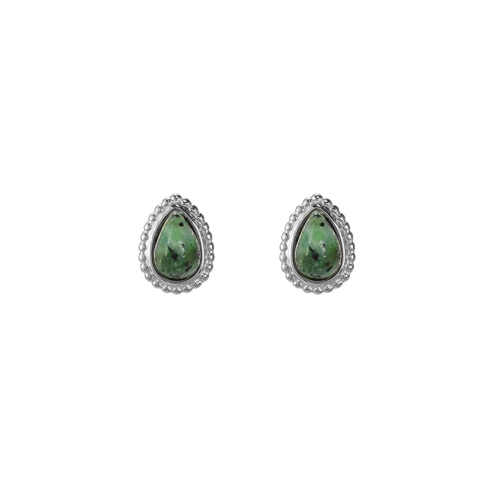 Mydefny Edelstahl Ohrringe Drop Green Natural Stone Gold/Silber