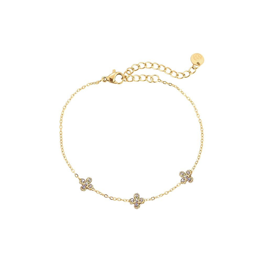 Mydefny Edelstahl Armkette Tiny Lucky Flower Gold/Silber