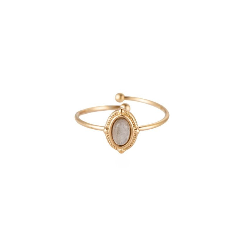 Mydefny Edelstahl Ring Sloane Mit Naturstein Gold/Silber