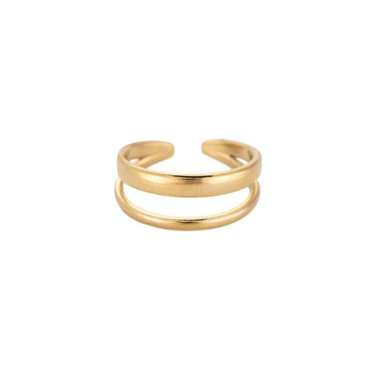 Mydefny Edelstahl Ring Simple Two Layered Gold/Silber