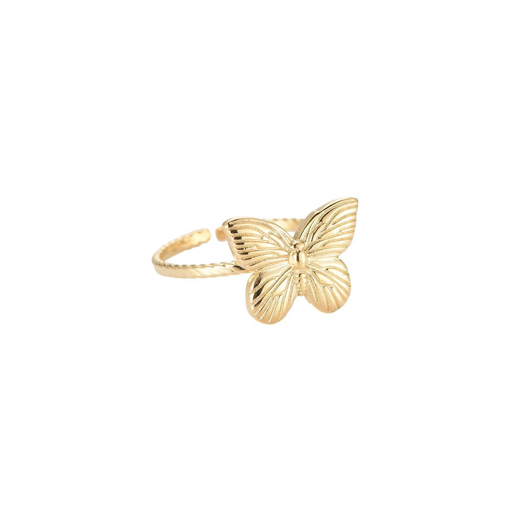 Mydefny Edelstahl Ring Big Butterfly Gold/Silber