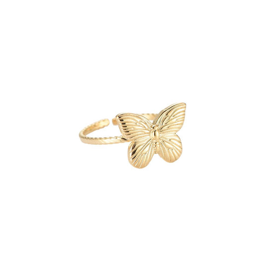 Mydefny Edelstahl Ring Big Butterfly Gold/Silber