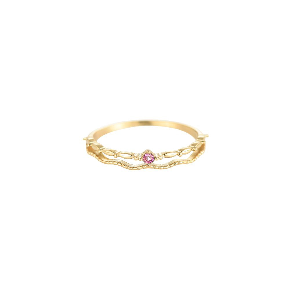 Mydefny Edelstahl Ring Harris Wave Rosa Stein Gold