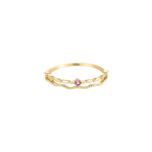 Mydefny Edelstahl Ring Harris Wave Rosa Stein Gold