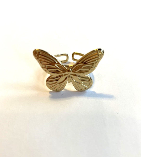 Mydefny Edelstahl Ring Big Butterfly Gold/Silber