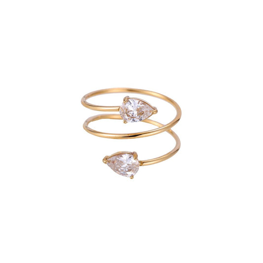 Mydefny Edelstahl Ring Interesting Mit Zirkonia Steinen Gold