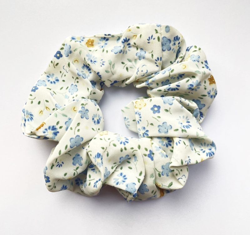 Mydefny Haargummi Mixed Flowers Scrunchie Blau