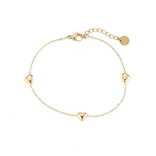 Mydefny Edelstahl Armkette Drei Herzen Gold