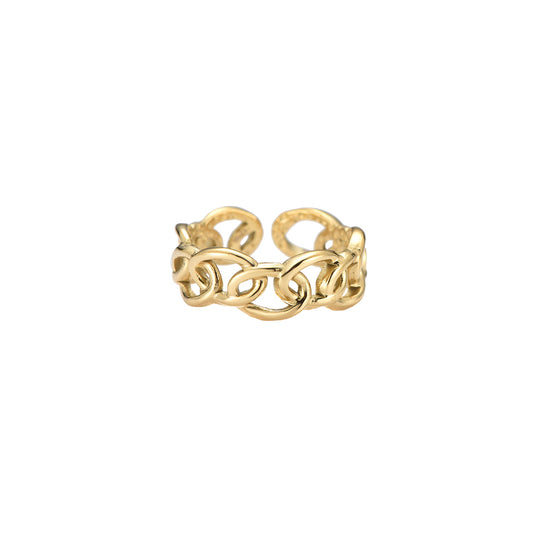 Mydefny Edelstahl Ring Linked Chain Gold