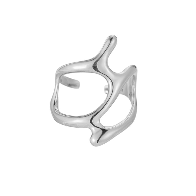 Mydefny Edelstahl Ring Molten Thread Web Gold/Silber