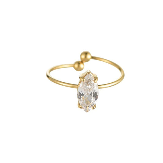 Mydefny Edelstahl Ring Coco Oval Diamond Mit Zirkonia Stein Gold/Silber