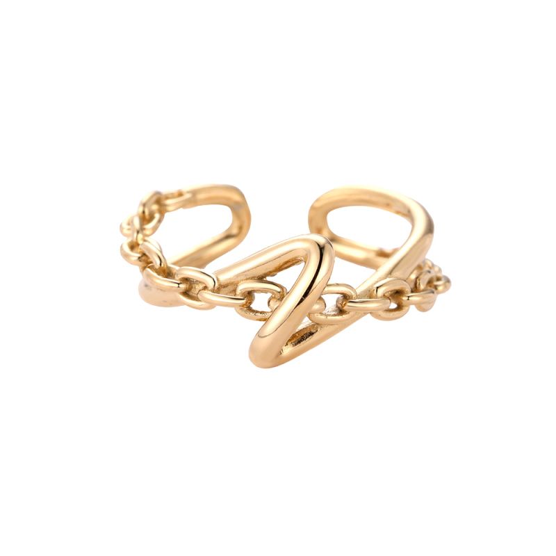 Mydefny Edelstahl Ring Chained Contortion Gold