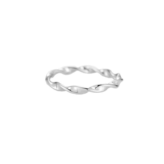 Mydefny Edelstahl Ring Helix Wave Silber