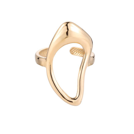 Mydefny Edelstahl Ring Warped Eyeline Gold