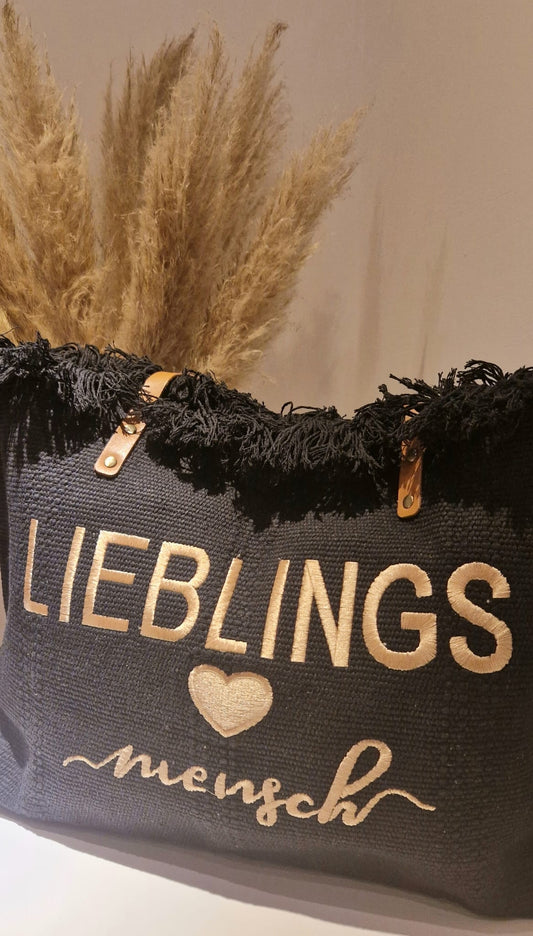 Mydefny Tasche Lieblings Mensch Schwarz Mit Fransen